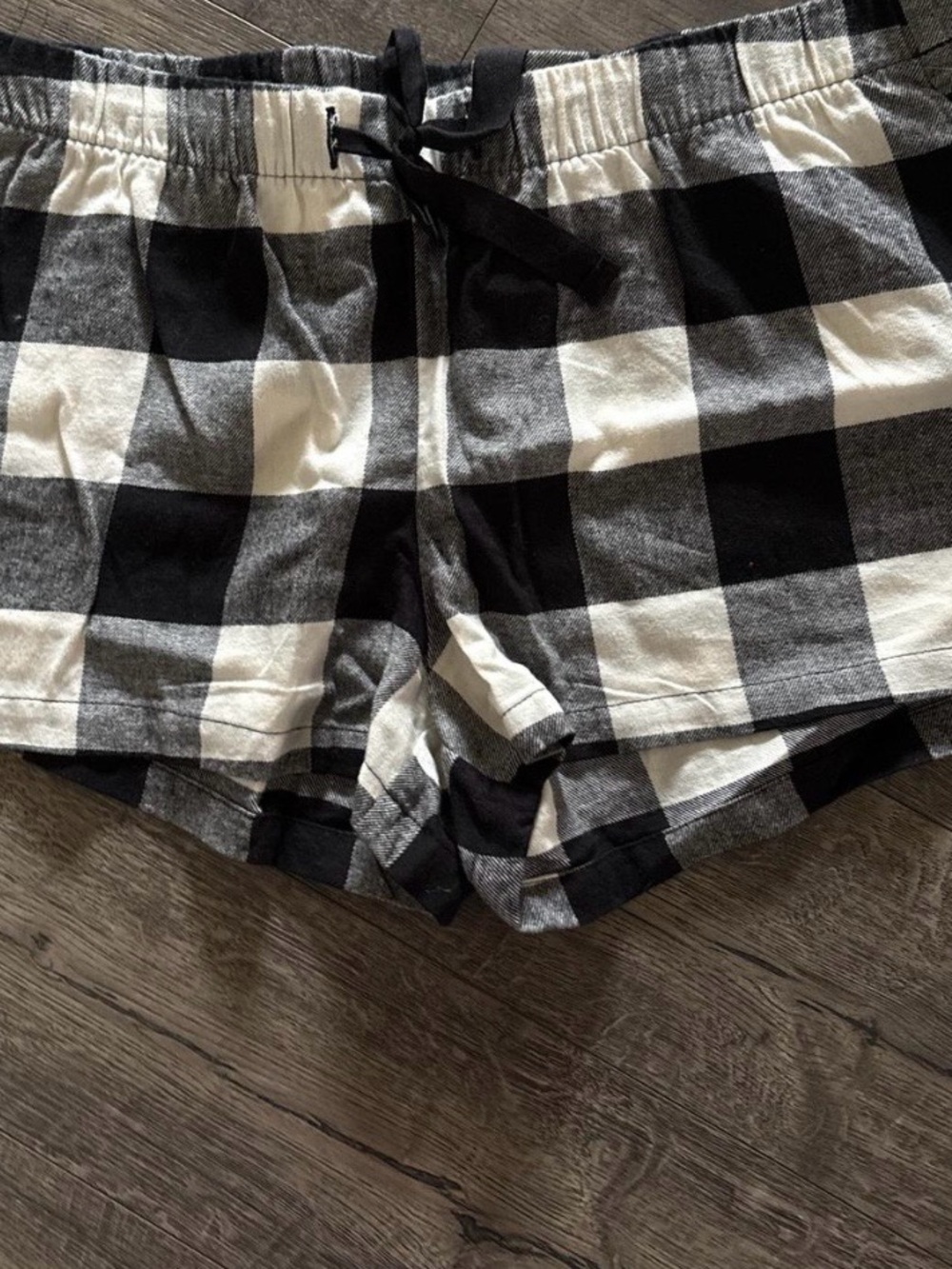 Old Navy Black and White Buffalo Plaid High-Waist Shorts